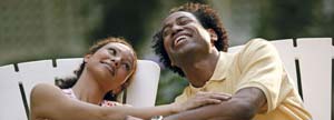 Couple having a good time at their backyard