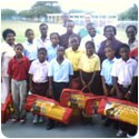Group photo of all the primary schools along with some of the coaches and Scotiabank Representative, Valdez Johnson