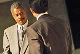 Two businessmen having a conversation