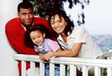 Family together in a balcony