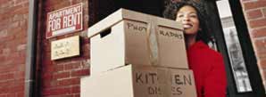 Woman moving out from her apartment