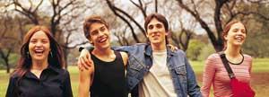 Teenagers having a walk in the park
