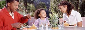 Family outdoors breakfast