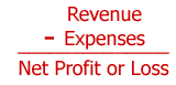 Revenue - Expensees = Net Profit or Loss