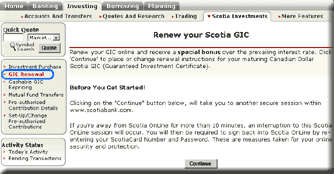 Screenshot, GIC renewal