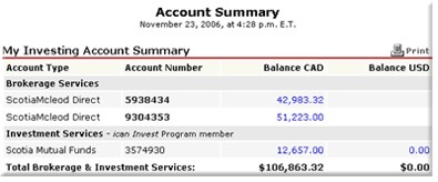Scotia OnLine screen shot