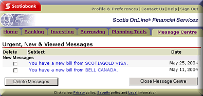 Scotia OnLine Message Centre