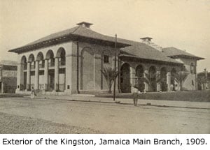 Exterior of the Kingston, Jamaica Main Branch, 1909.