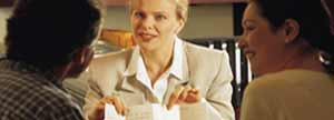 Businesswoman with clients