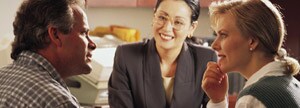 Woman advising couple