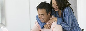 Smiling couple at home