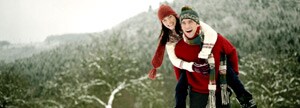 Couple playing in the snow