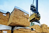 Lumber on a loading dock.