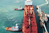 Large ship in port