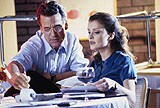 Couple doing paperwork