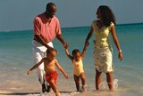 Family on beach