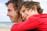 Family with son on beach