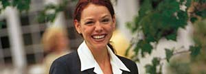 Female office worker in the park