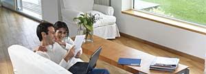 Couple relaxing at home