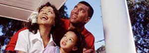 Family looking up