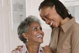 Woman talking to her mother