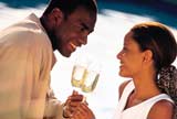 Couple holding drinks