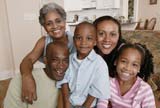 Family together in living room