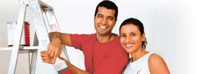 Couple painting together