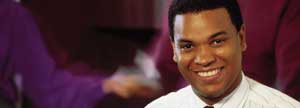 Salesman smiling