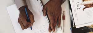 Man taking notes
