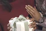 Woman holding a birthday present