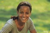 Woman in lawn background