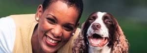 woman and her dog on park