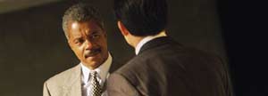 Business executives discussing an issue