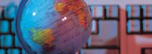 Globe over a computer keyword