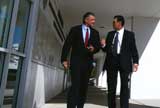 Businessmen having a walk while they talk