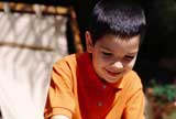 Kid playing in the yard