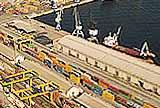 Wharf with cargo ships