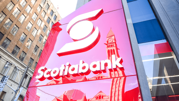 Scotiabank logo on the side of a building