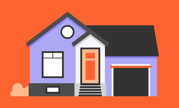 House with orange background