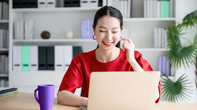 Woman using a laptop
