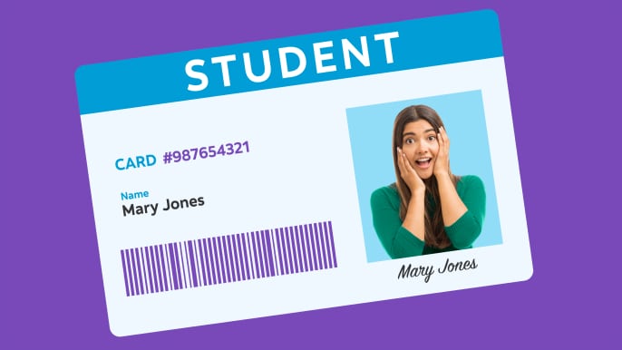 Student ID card in purple background