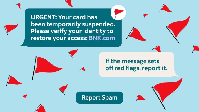 Text bubbles with red flags