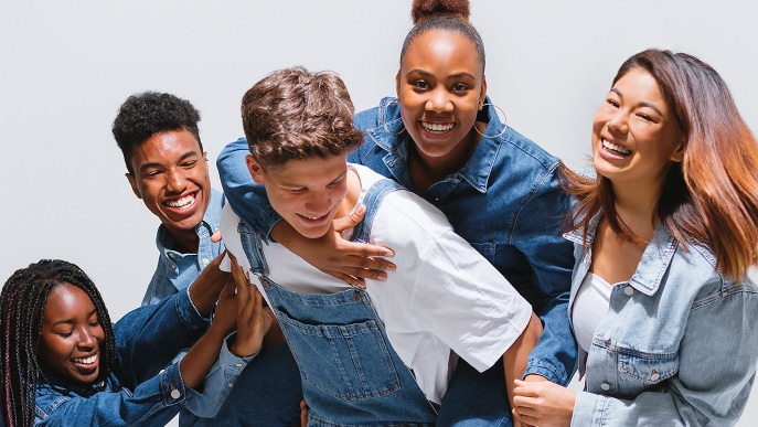 Young people laughing