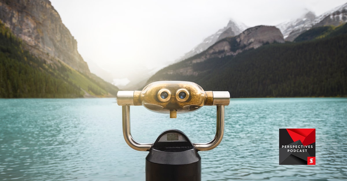 Coin-operated binoculars looking over nature scene