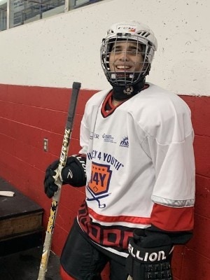 Khaled in hockey gear
