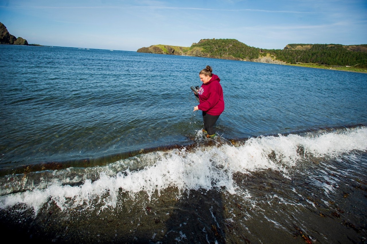 Woman standing in water
