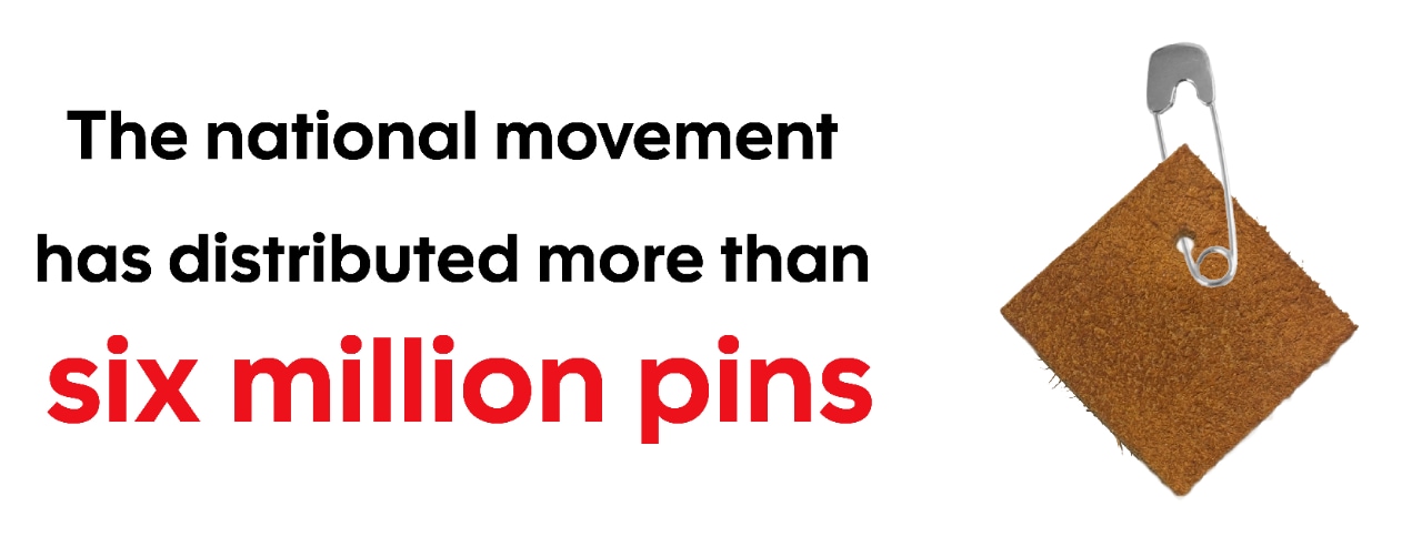 Statistic graphic indicating Moose Hide Campaign has distributed more than six million pins