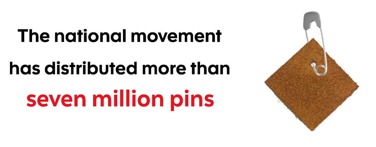 Statistic graphic indicating Moose Hide Campaign has distributed more than seven million pins