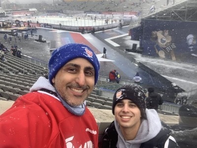 Khaled in hockey gear